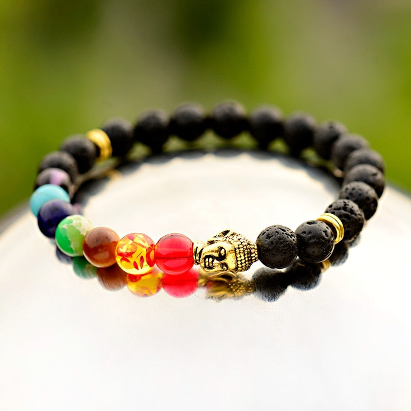 Bracelet bouddha en pierres de lave