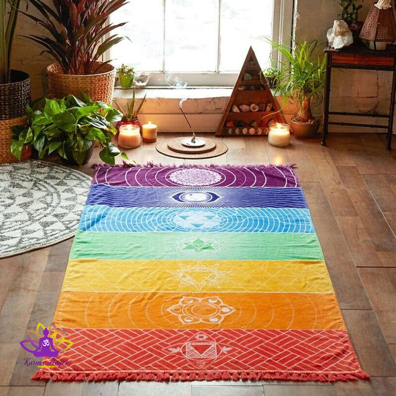 Tapis de yoga arc-en-ciel