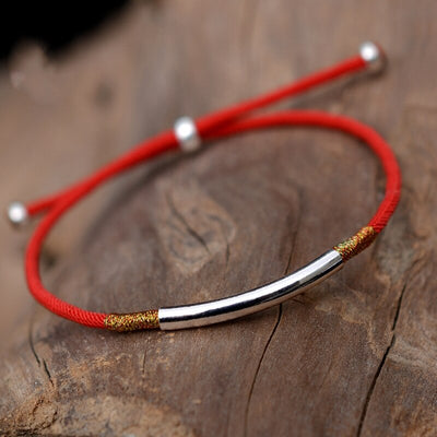 Bracelet porte-bonheur corde rouge argent 925