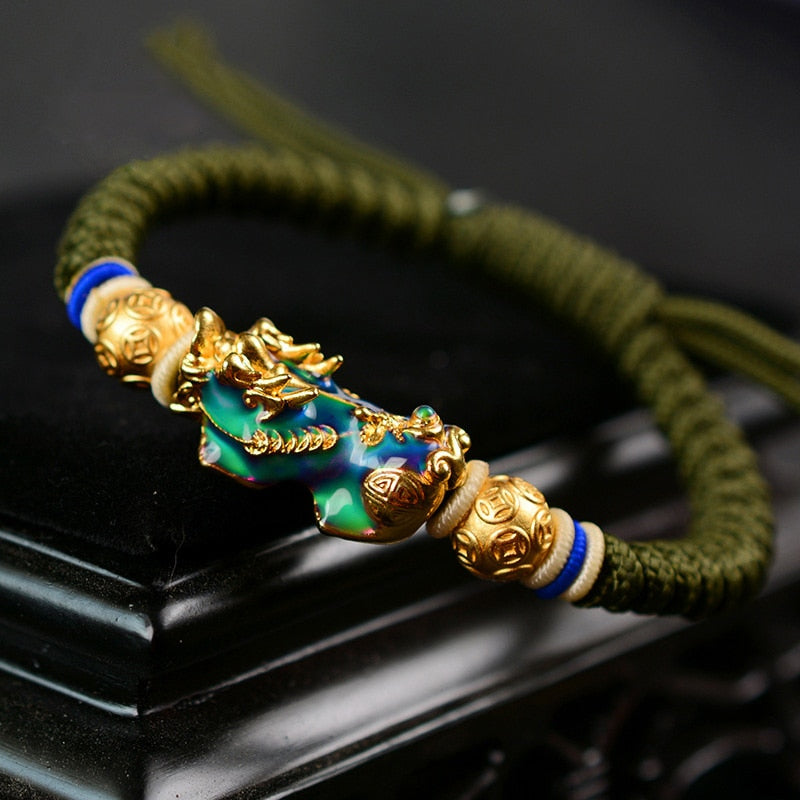 Bracelet Pixiu en corde tressée, ajustable