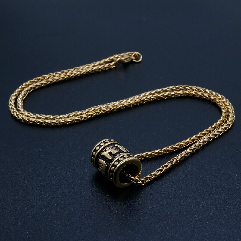 Collier pendentif mantra Tibétain en acier inoxydable