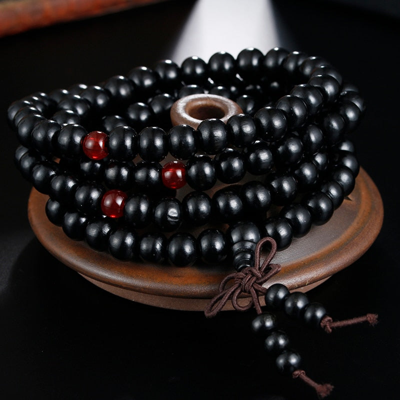 Bracelet Mala en bois, noir