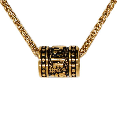 Collier pendentif mantra Tibétain en acier inoxydable