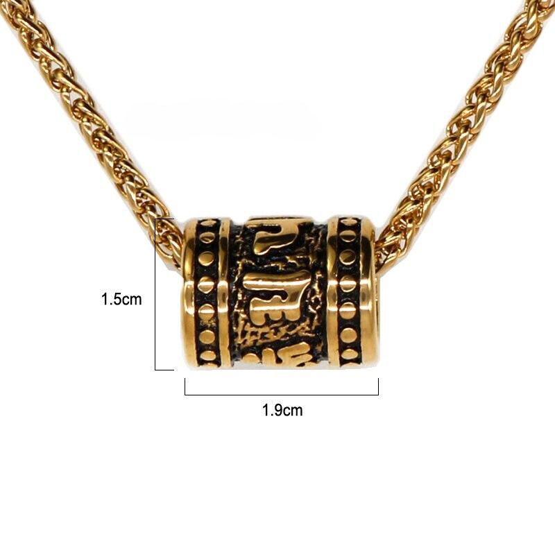 Collier pendentif mantra Tibétain en acier inoxydable