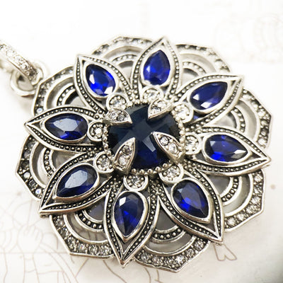 Pendentif fleur de Lotus bleue en argent massif