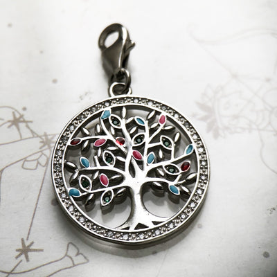 Pendentif Arbre de vie coloré en argent véritable