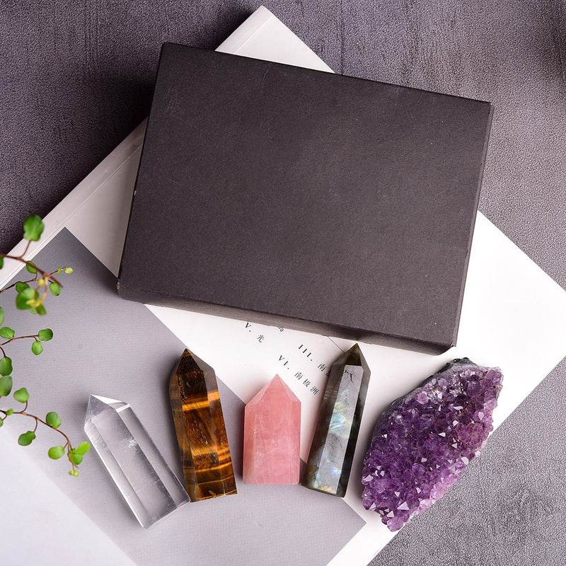 Coffret de cristaux uniques naturels