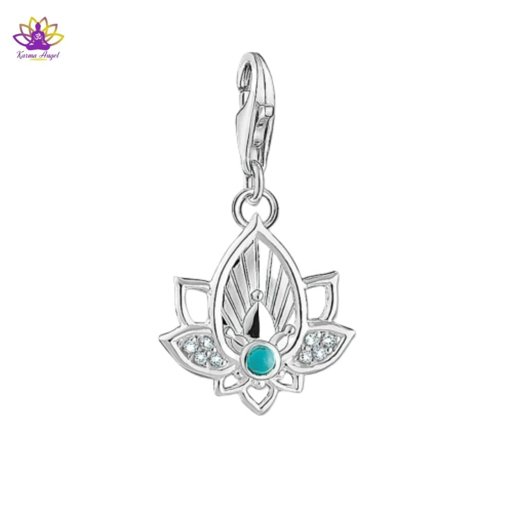 Pendentif Lotus bouddhiste en argent 