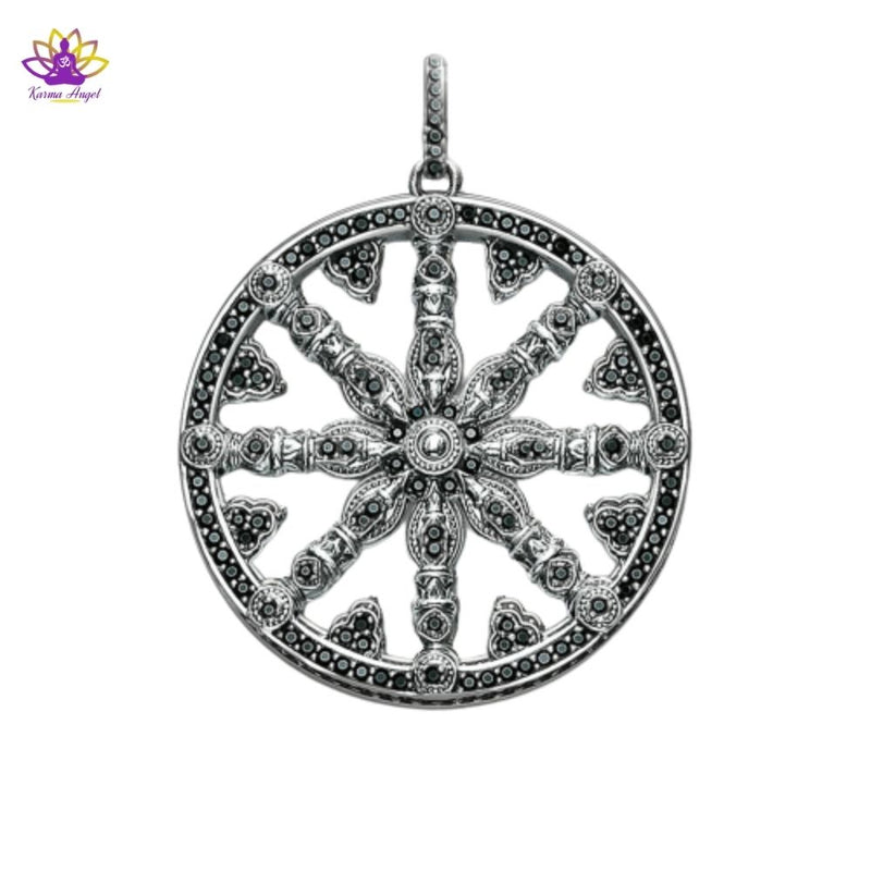 Pendentif roue de Karma en argent massif