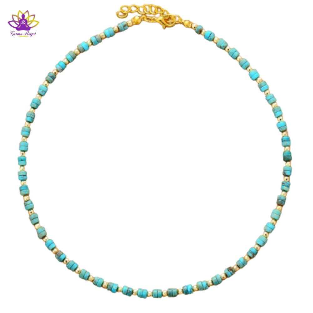 Collier ras du cou ajustable en pierres naturelles 