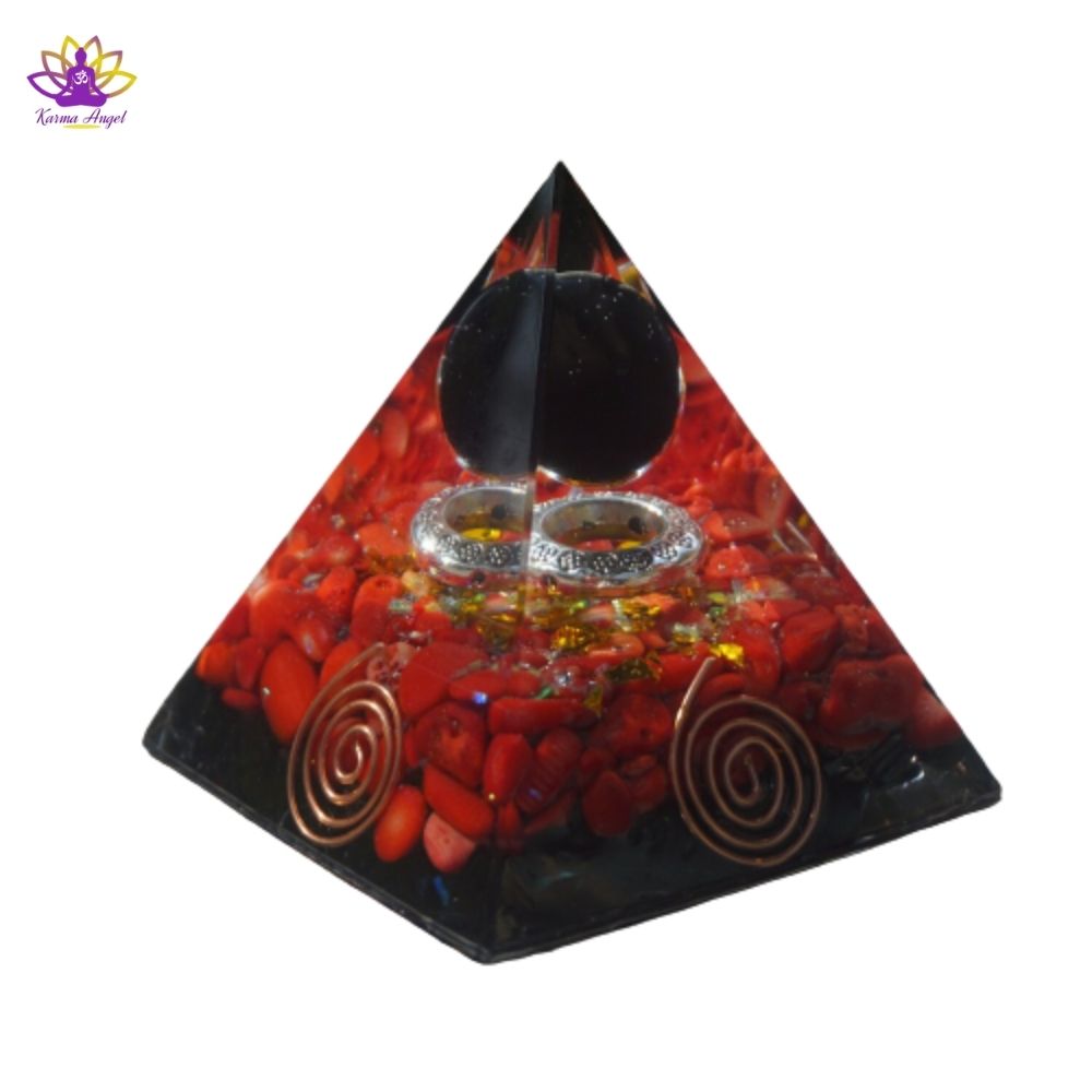 Pyramide de guérison orgonite sphère en obsidienne 