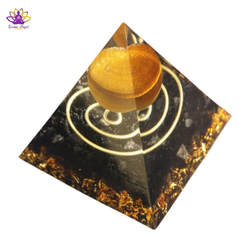 Pyramide de protection oeil de tigre en orgonite