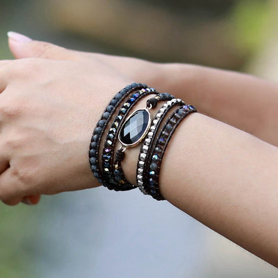 "Pleine lune" - Bracelet bohème en perles de pierres naturelles