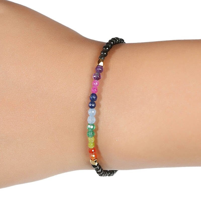 "Constellation" - Bracelet pierres naturelles 7 chakras, ajustable