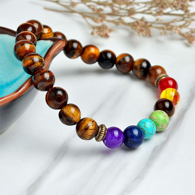 Bracelet 7 chakras marron