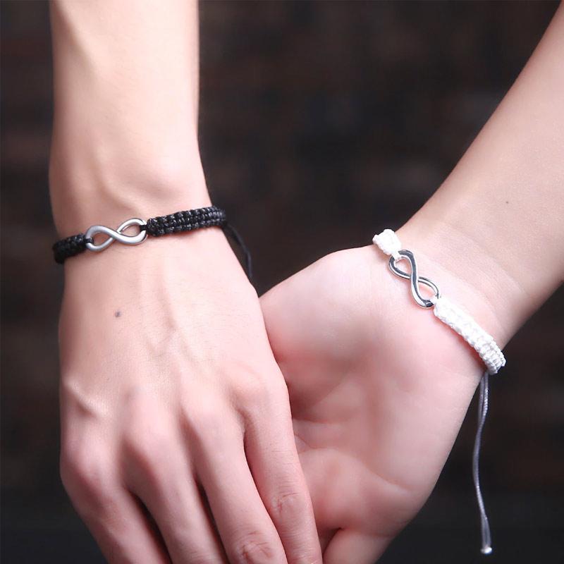 "Éternel union" - Deux bracelets de couple tressés symbole infini