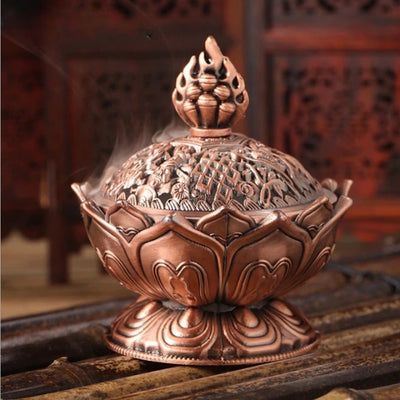 "Calme & sérénité" - Brûleur d’encens lotus traditionnel en zinc