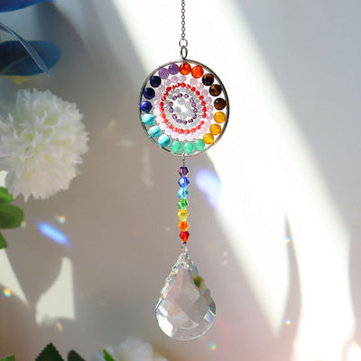 Porte-bonheur suspendu en cristal 7 chakras